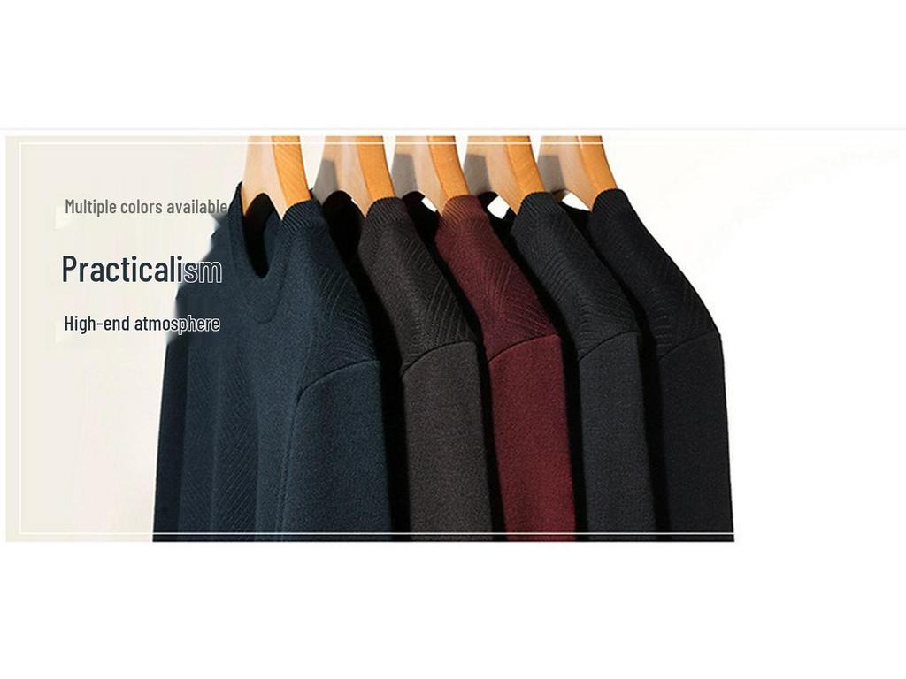 2025 Autumn Men's Plus Velvet Thick Knit Sweater - Warm Casual Top