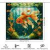 Fish Tank Print Shower Curtain Orange Fish Bath Rug Decorative Liner With Green Seaweed For Bathroom Blue Waterproof Fabric