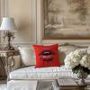 1 piece red lip print pillow cover - bold art design, soft polyester short velvet fabric, 17.7x17.7 inch decorative cushion cover with zipper