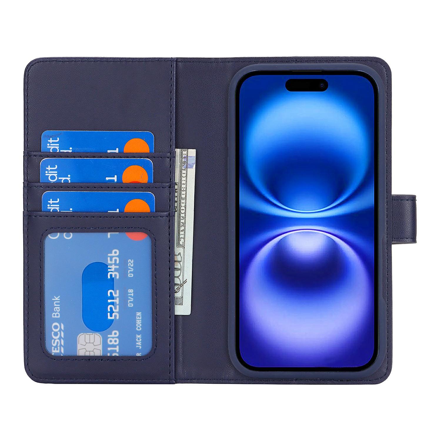

For iPhone 16 Wallet Case Compatible with MagSafe Anti-Drop Detachable PU Leather Phone Cover A