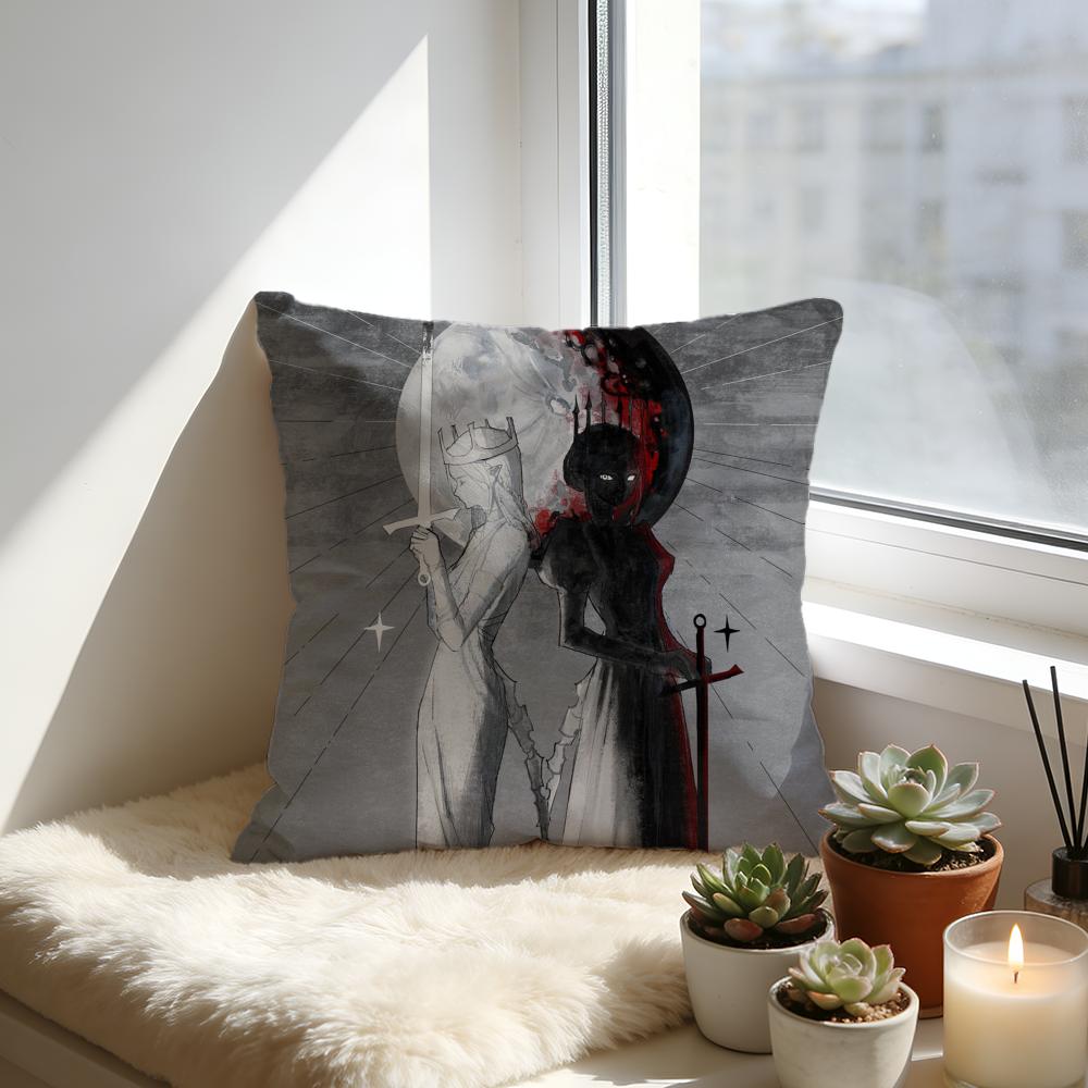 Angels And Demons Cushion Cover Cozy Velvet Throw PillowSoft Warm Cushion For Sofa Bed