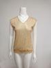 Sommer Damen Sexy V-Ausschnitt Pailletten Glanz Party Weste T-Shirt