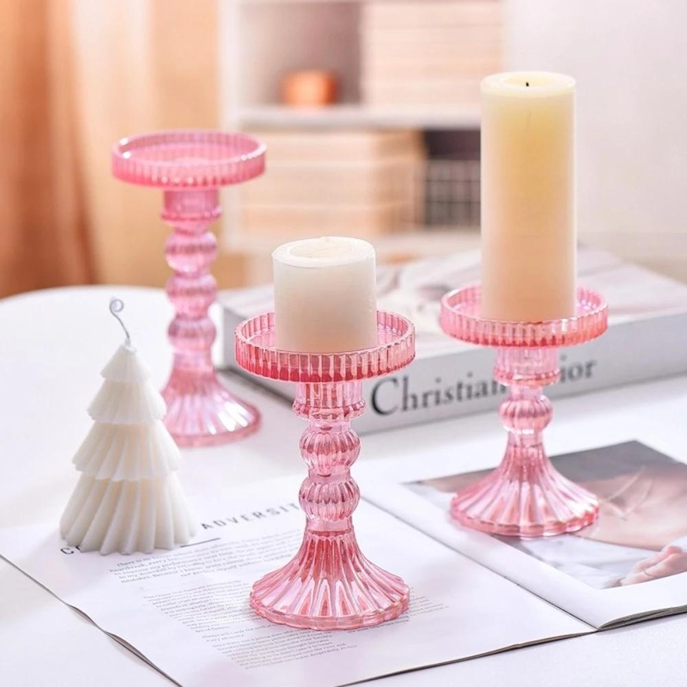 Creative High Footed Glass Candlestick Dining Table Wine Cabinet Decor Candle Stand Centerpiece for Table Wedding Dinning Party