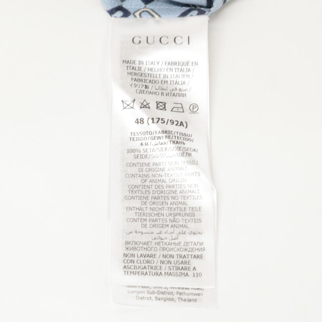 GUCCI 690464 22Stainless Steel 690464 ZAIZX Geometric G Print Short Sleeve Bowling Shirt tops 48 blueUsed