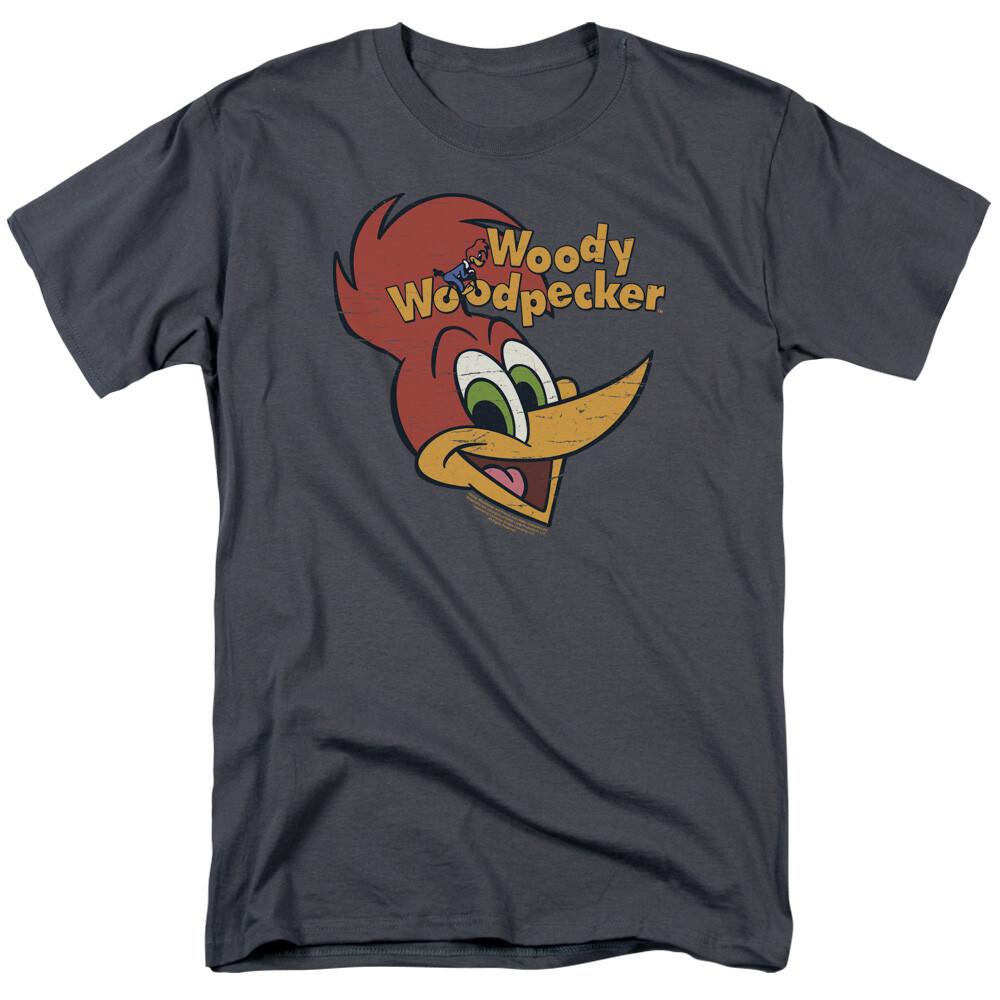 Woody Woodpecker Retro Logo T Shirt Mens Licensed Cartoon Merchandise Charcoal L