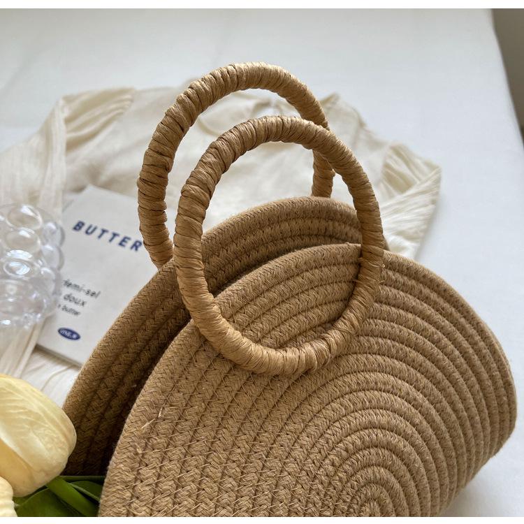 Korean Style Women's Handbag: 2026 Summer Woven Cotton Rope Tote