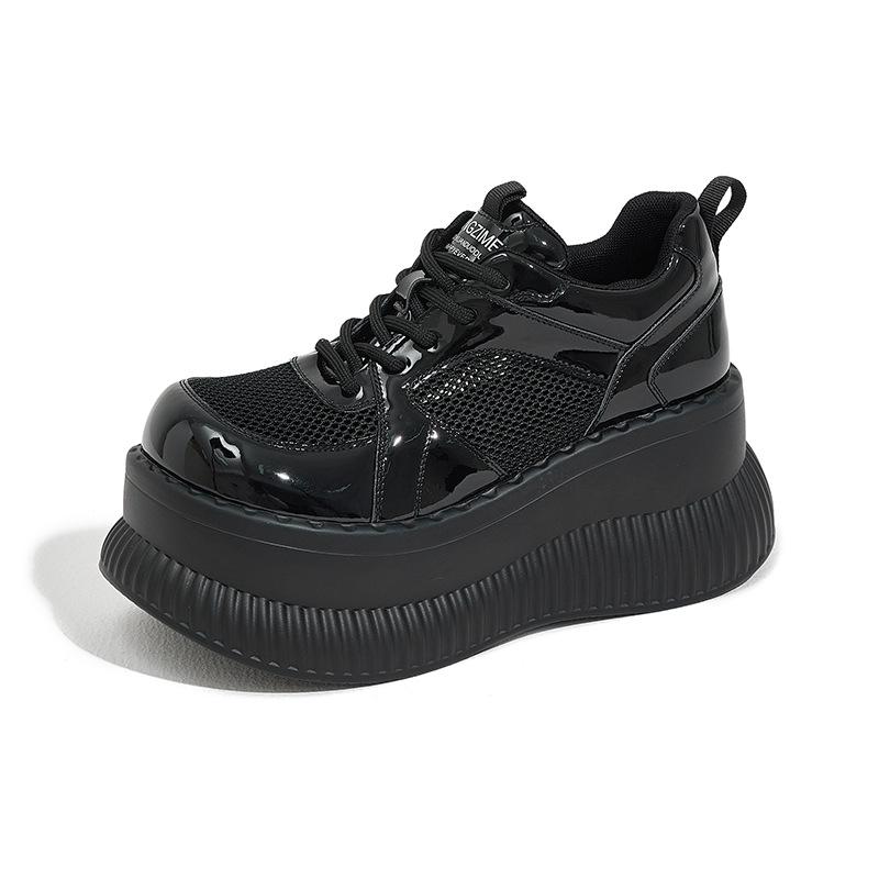 

Женские летние лоферы на платформе, новая обувь с большой головой, обувь из сетки с прорезями, универсальные туфли на небольшой платформе из маленькой кожи 39 чёрный