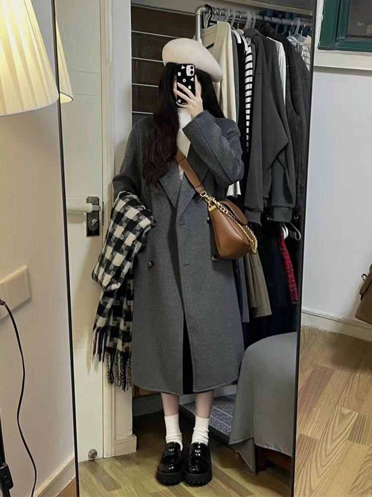 2025 A/W Collection: Women's Luxury Wool Blend Double-Faced Cashmere Overcoat, Long-Haired and Thickened for Ultimate Warmth.