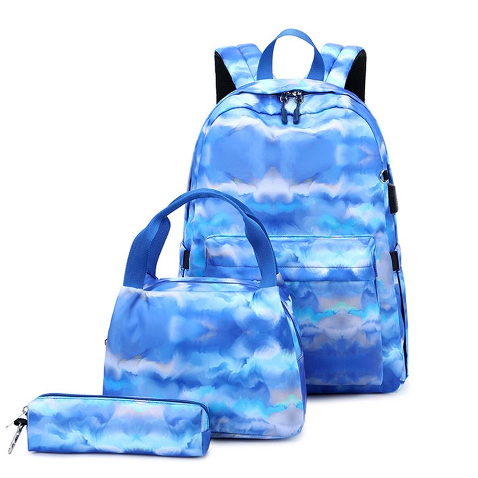 New Bookbag School Backpack Kids Teen Girls School Bags Cute Schoolbag for 15 Inch Laptop Landscape Printing Backpack Set