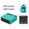 Battery Inverter 18V~21V to AC220V 100W Power Converter with 3xUSB Port and Charging Socket Plug Port LCD Display