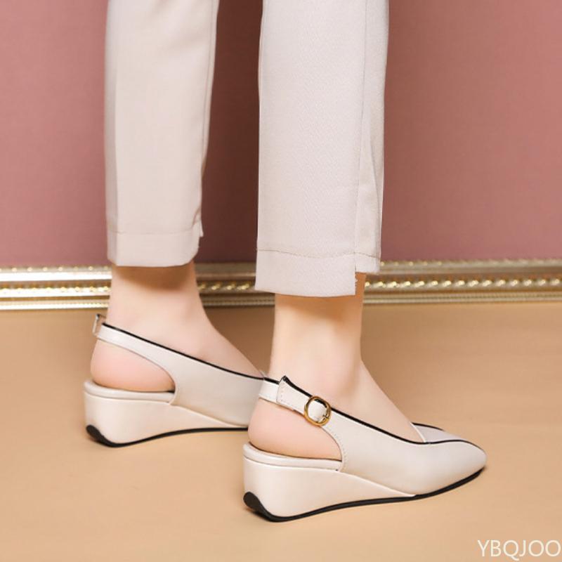 Fashion Retro Wedge Women's Sandals Spring New Style French Solid Color Casual Versatile Single Shoe with Toe Cover Platform Sandals