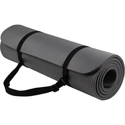 Eco Friendly Non Skid & Surface Sticky Yoga Mat With Carry Strap For Home,(4MM) (Size:183Cm* 61Cm* 0.4Cm) (Pack Of 1) (Grey)