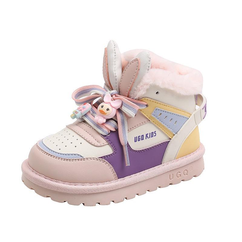 Little Dark Horse Classmate Winter Cute Cartoon Rabbit Ears Children's Snow Boots Velvet Warm Boys and Girls Large Cotton Boots