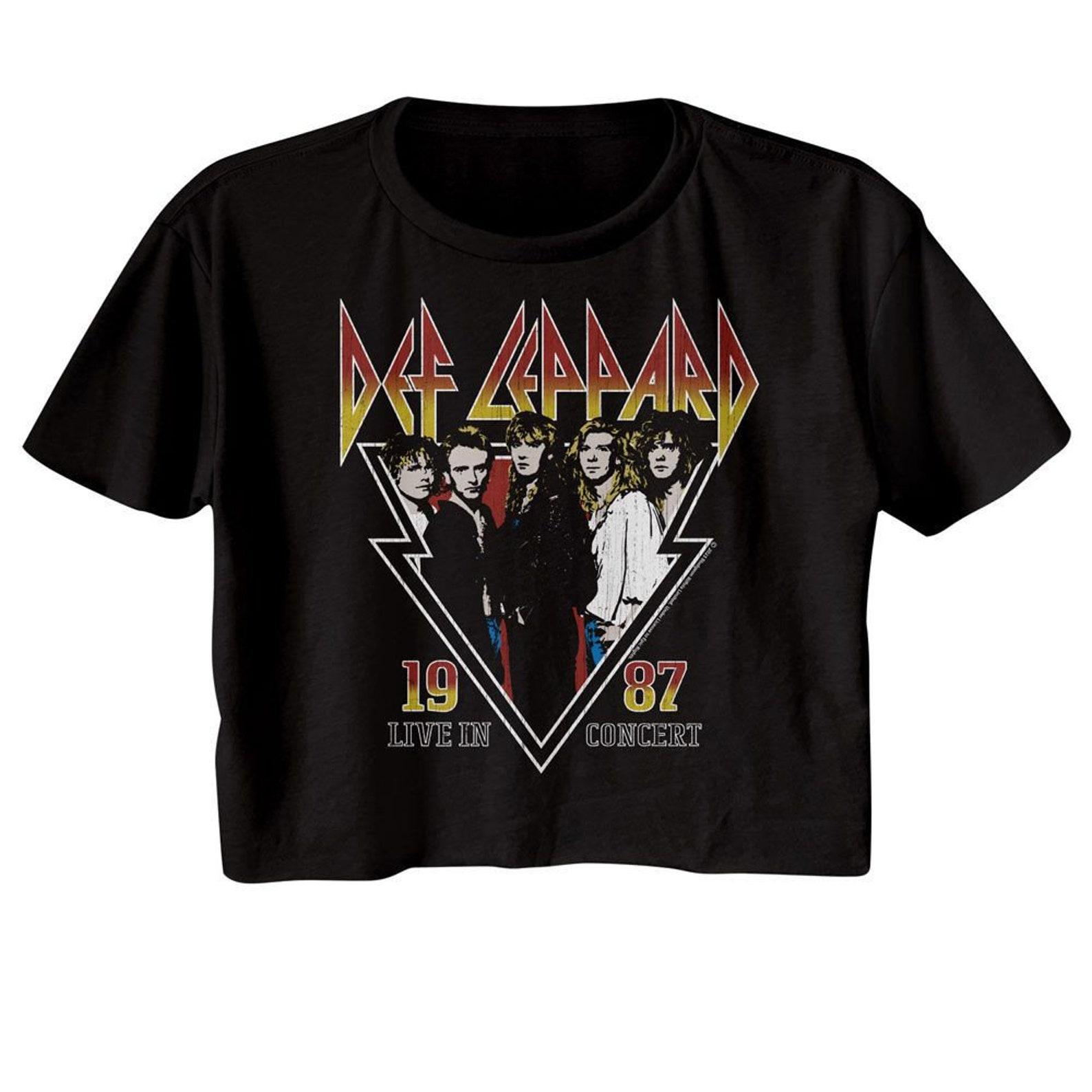 Def Leppard 1987 Live In Concert Black Women s Festival Cali Crop T-Shirt 4XL