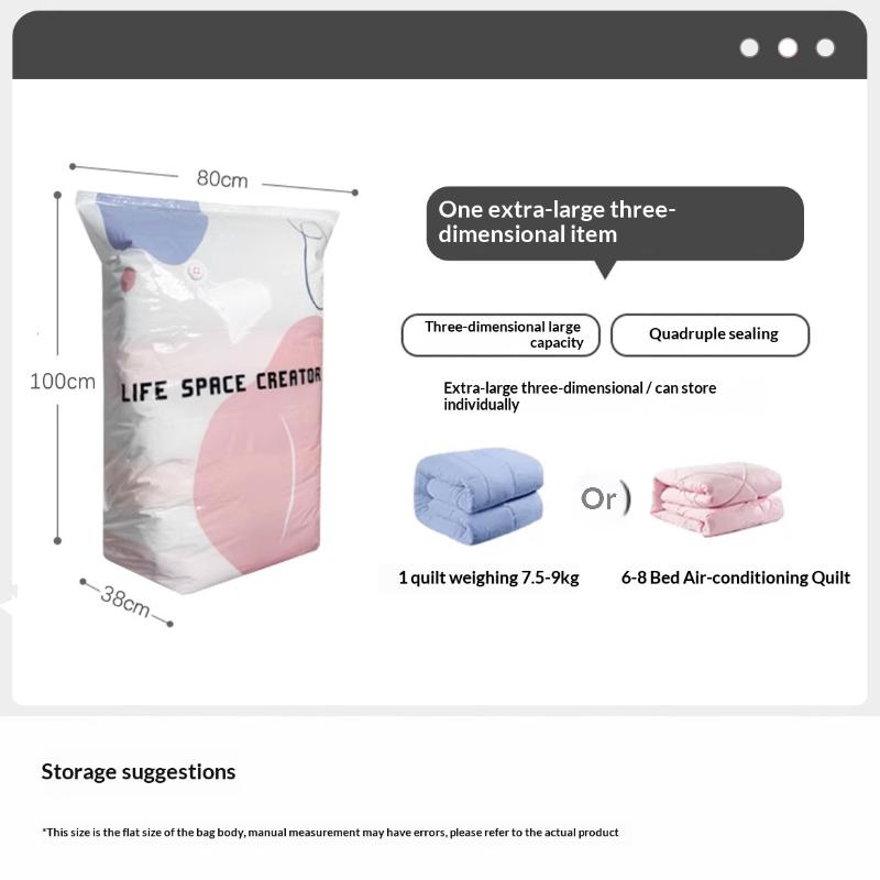 No Pump Vacuum Storage Bags Large Capacity Airtight Reusable Space Saver For Clothes Quilts Closet Organizer