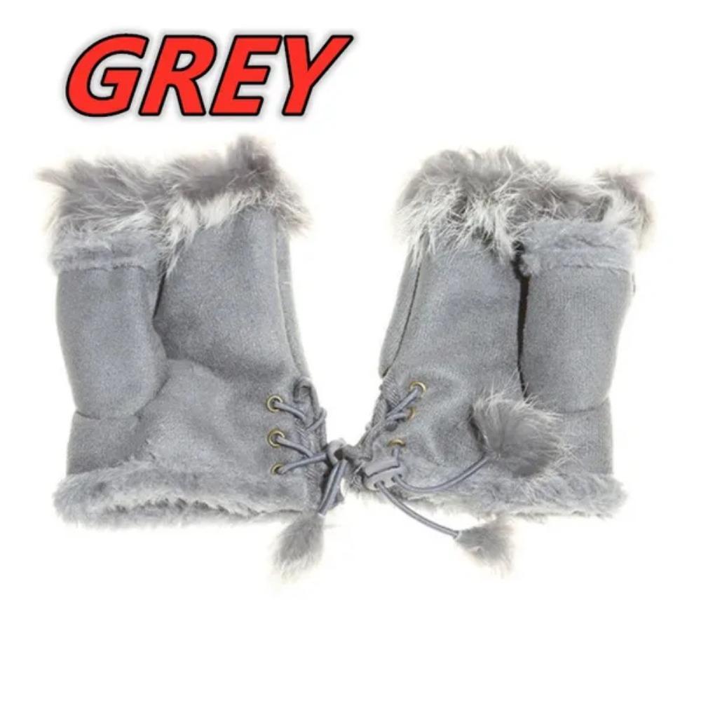 1PAIR Women Fashion Gloves Half Finger Warmer Winter and Autumn Gloves Arm Crochet Knitted Rabbit Hair Mitten Warm Rhombus Artificial Gloves