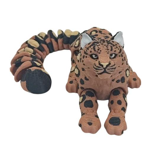 3D Printed Snow Leopard Figurine Figure Stress Relief Movable Joints Leopard Wild Animal Fidget Toy Home