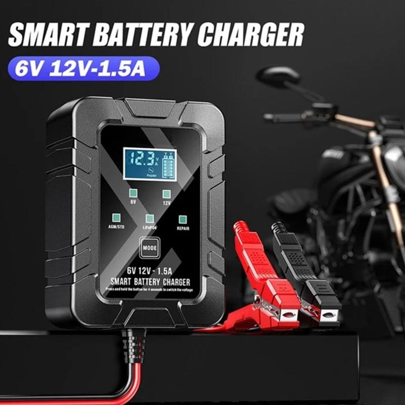 50-60Hz Automatic 6V 12V 1.5A Battery Maintainer Overload Protection Suitable for Car Motorcycles RVs with Fast Charging