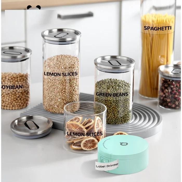 Mini imprimantă termică de etichete fără cerneală Mașină de făcut etichete Bluetooth fără fir pentru imprimarea etichetelor telefonului mobil + 2 role de hârtie