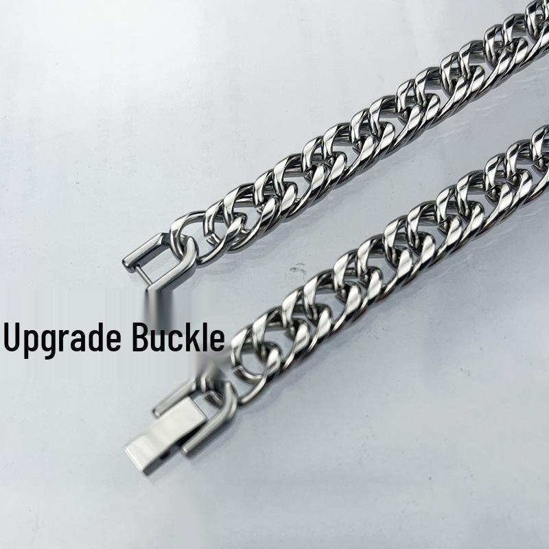 Cuban Chain Unisex Hip Hop Stainless Steel Necklace - Trendy, Colorfast, Versatile Thick Collarbone Chain for Couples