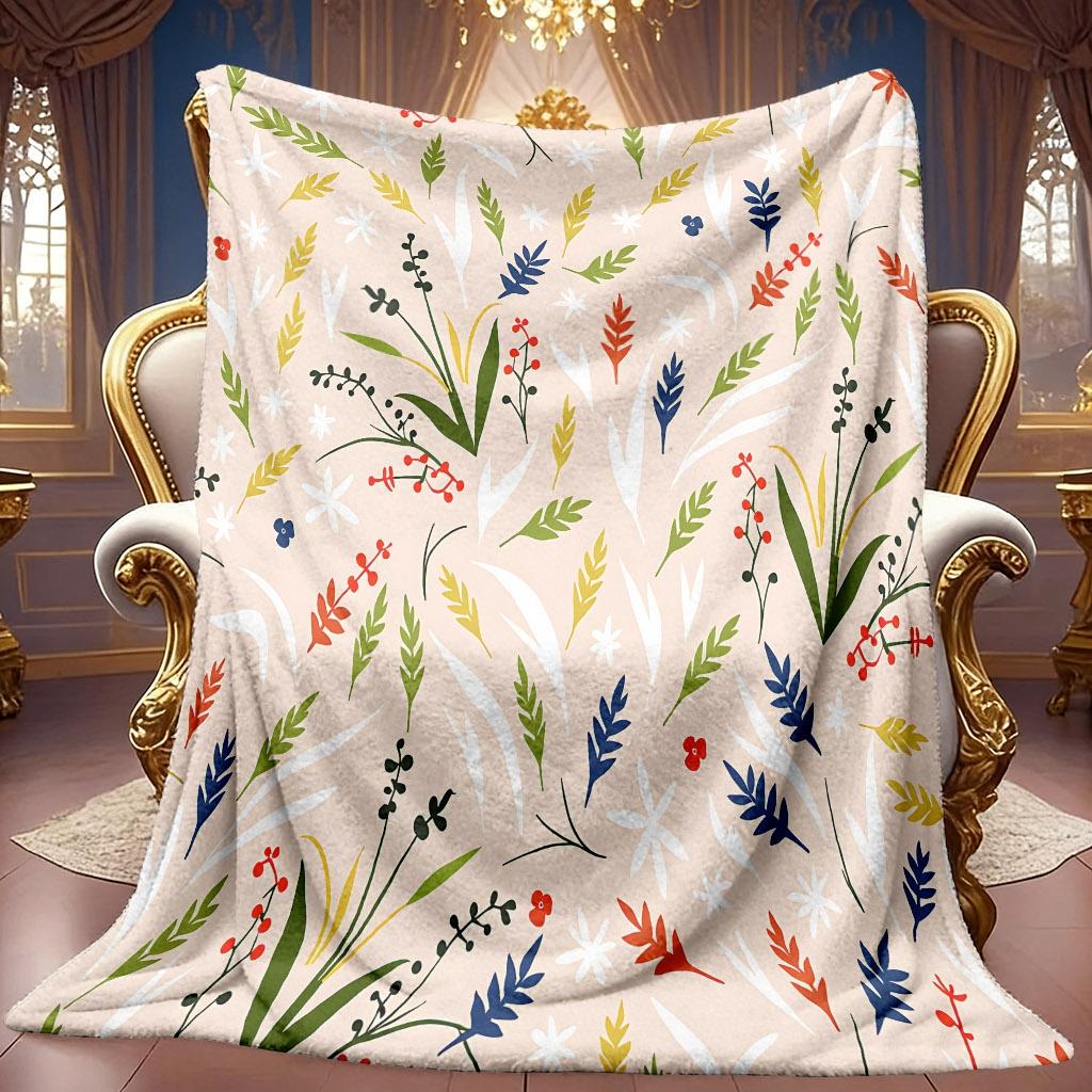 A 2D Floral and Botanical Themed Flannel Blanket with Soft High-definition Digital Printing, a Cooling Blanket Suitable for All Seasons! Soft and Brea