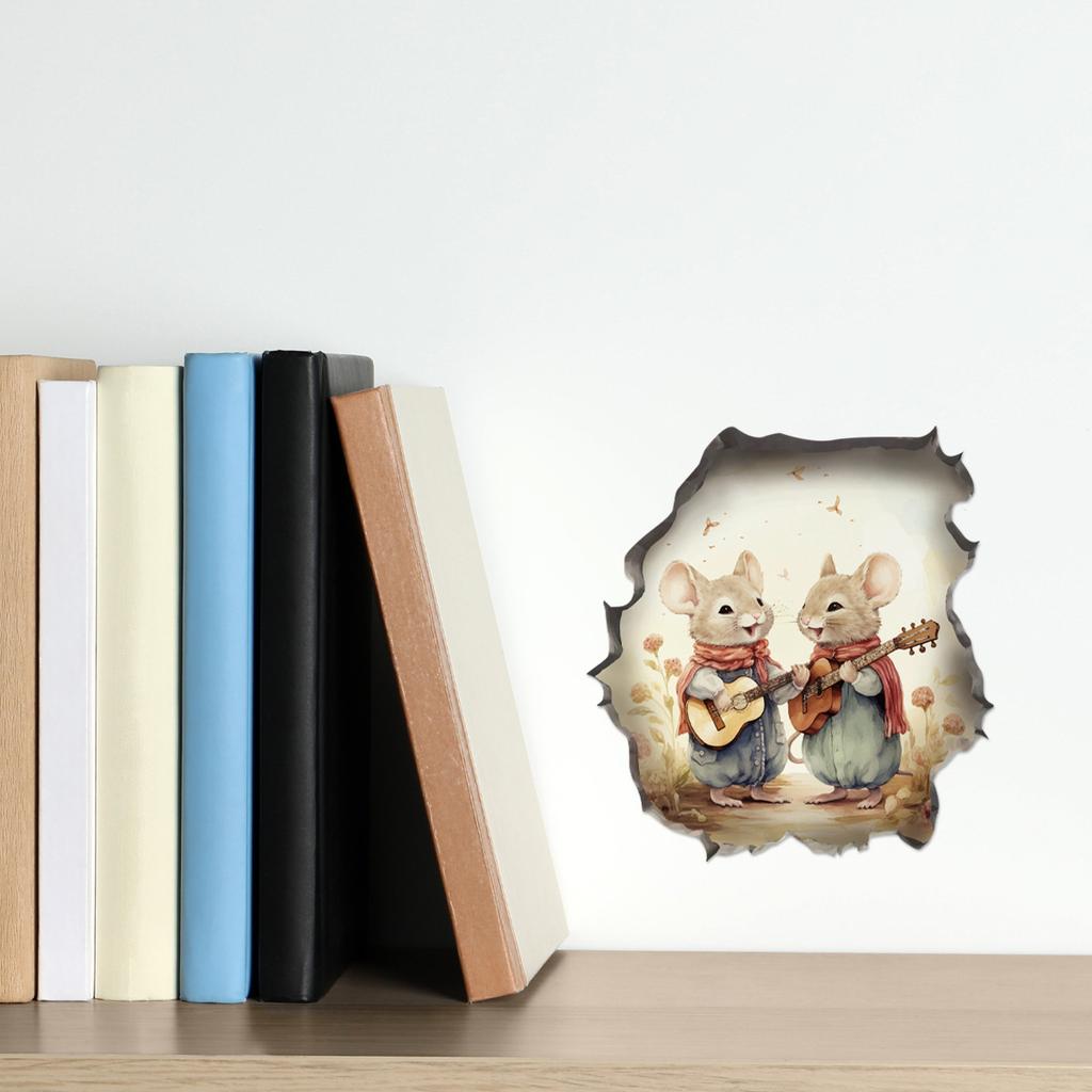 3D Animal Mouse Animal Pattern Sticker Creative Children'S Room Wall Decoration Beautification Sticker