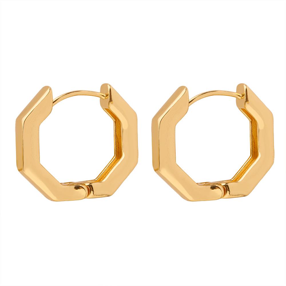 18K Gold Plated Geometric Polygon Earrings - Elegant & Versatile Design