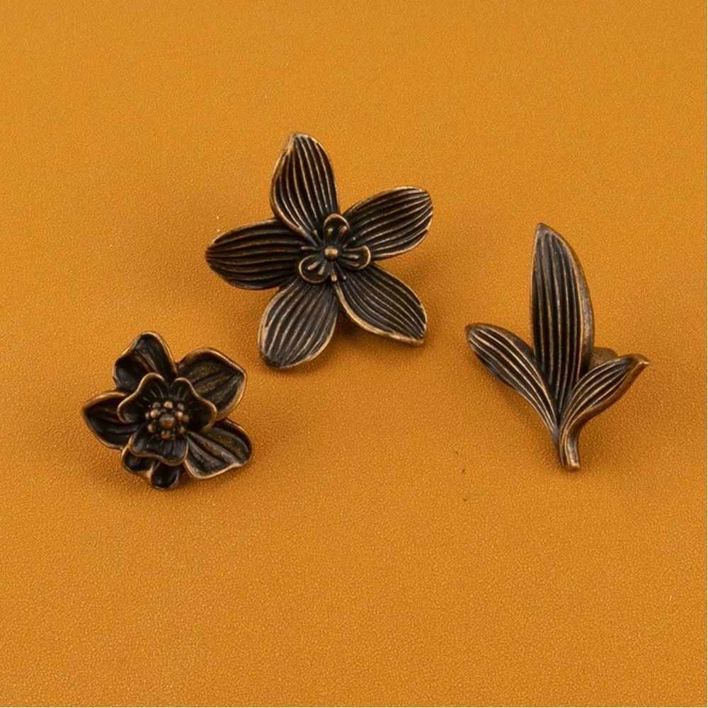 Zinc Alloy Drawer Knob Gold Finish Bronze Finish Cabinet Handle Creative Petal Design Furniture Hardware Cabinet Door