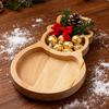 Yousheng Christmas Snowman Tree Wood Serving Tray Compartment Snack Platter for Holiday Parties Home Decor Festive Display Dish
