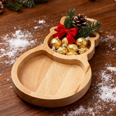 Yousheng Weihnachten Schneemann Baum Holz Serviertablett Fach Snackplatte für Feiertagspartys Heimdeko Festliche Präsentationsschale