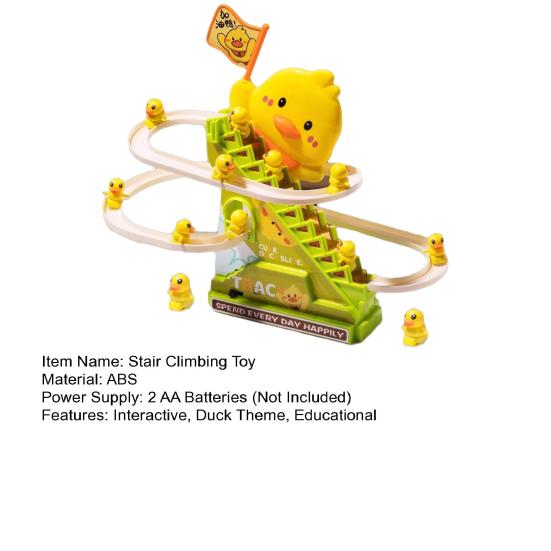 Duck Climbing Stairs Slide Toy with LED Light Music Toddlers Electric Duck Roller Coaster Sliding Race Track Toy with 12 Little Ducks