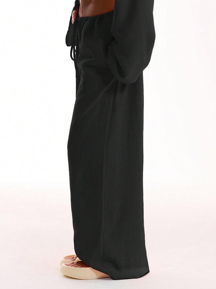 **2025 Summer Women's Solid Color Casual Loose Pants – European and American Style**