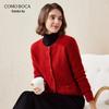 Women's Cashmere Round Neck Thick Knit Cardigan