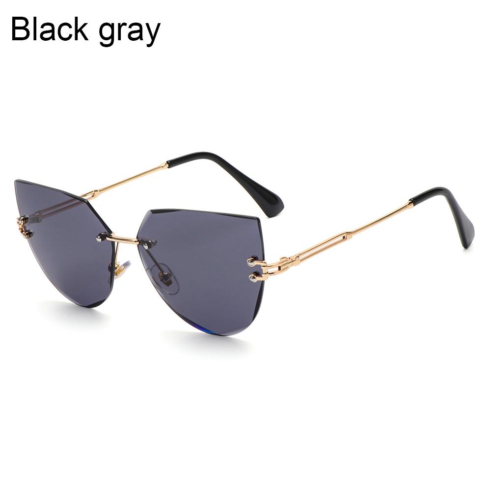 Fashion Eyewear Uv400 Women Metal Sunglasses Cat Eye Sunglasses Rimless Shades