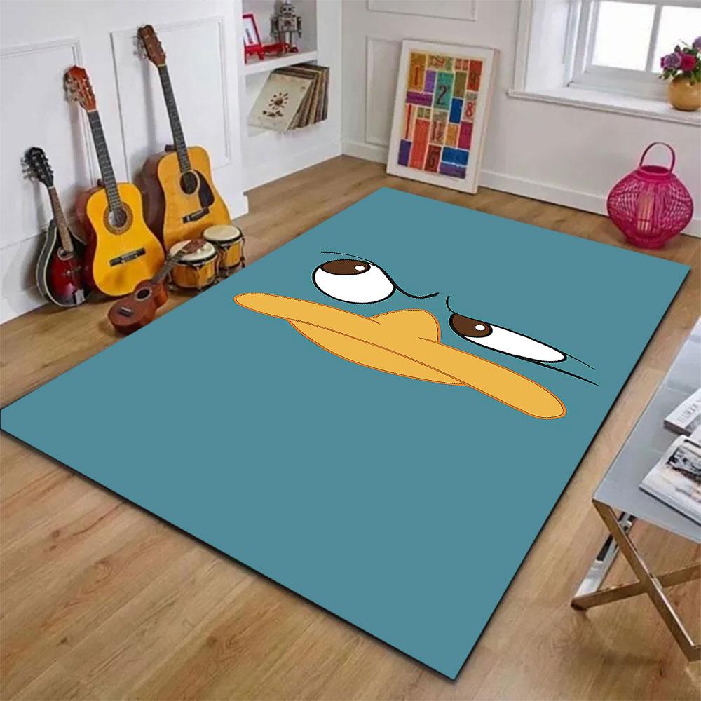 Steely-Eyed Cartoon Duck Face Design Patterned carpet, suitable as a non slip play mat for the living room and bedroom sofa