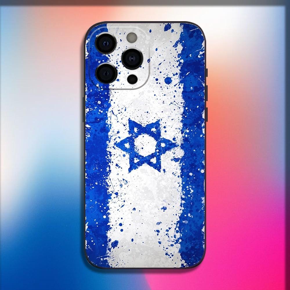 I-Israel Flag Emblem Phone Case For iPhone 16,15,14,13,12,11,Pro,X,XS,Max,XR,Plus,Mini Soft Black Cover