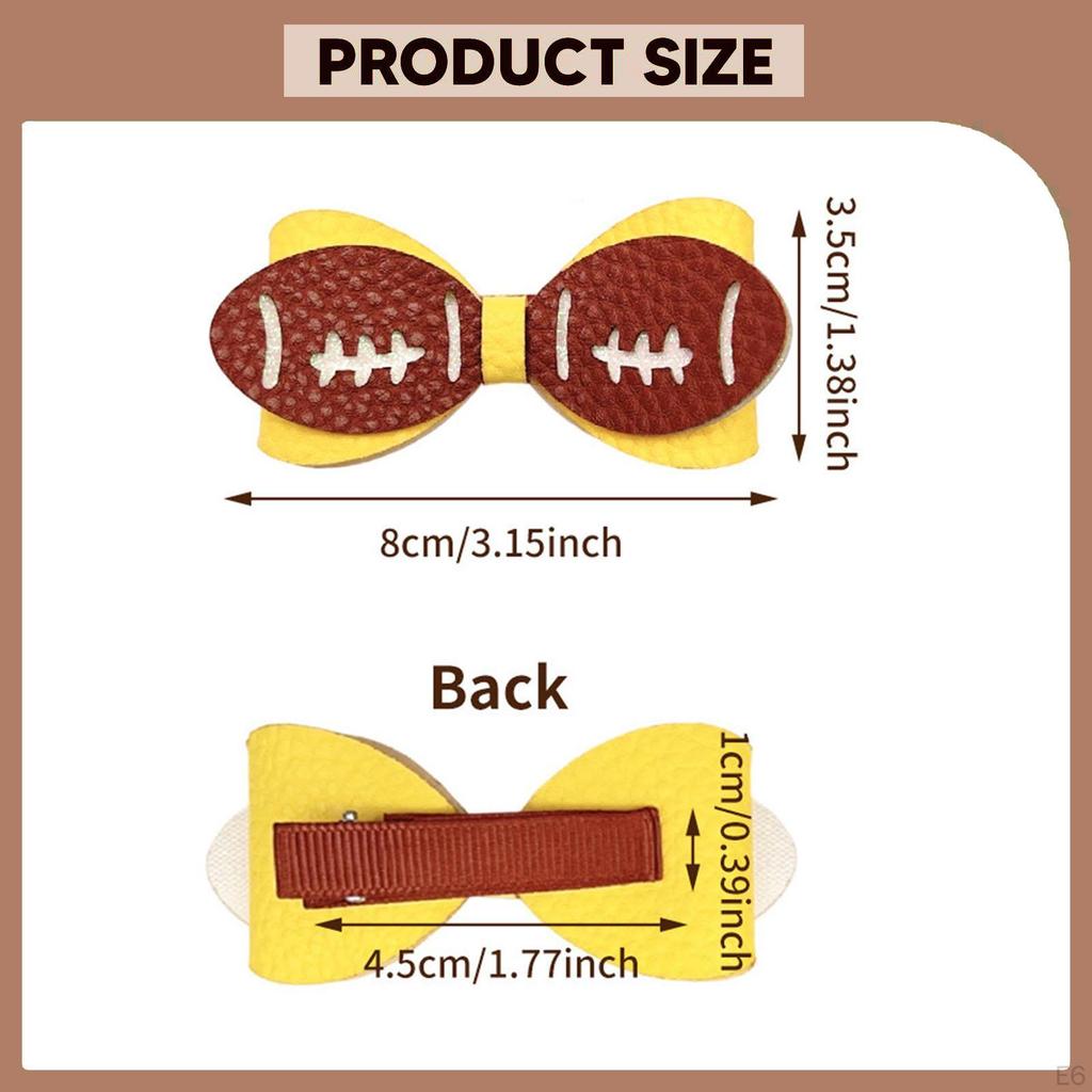 Football Hair Bow Clip Casual Child for Girls Sports Meet Themed Accessory