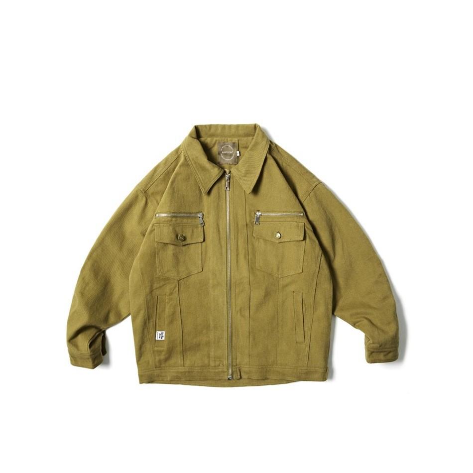 ROPUCHA Men's Retro Multi-Pocket Lapel Workwear Jacket FJ075
