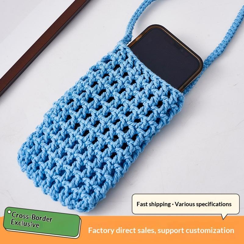 1 Pieza Bolso de Teléfono de Punto Hueco Multiusos para Artículos Pequeños y Misceláneos Bolso de Hombro Ligero Trenzado Bolso Cruzado de Almacenamiento
