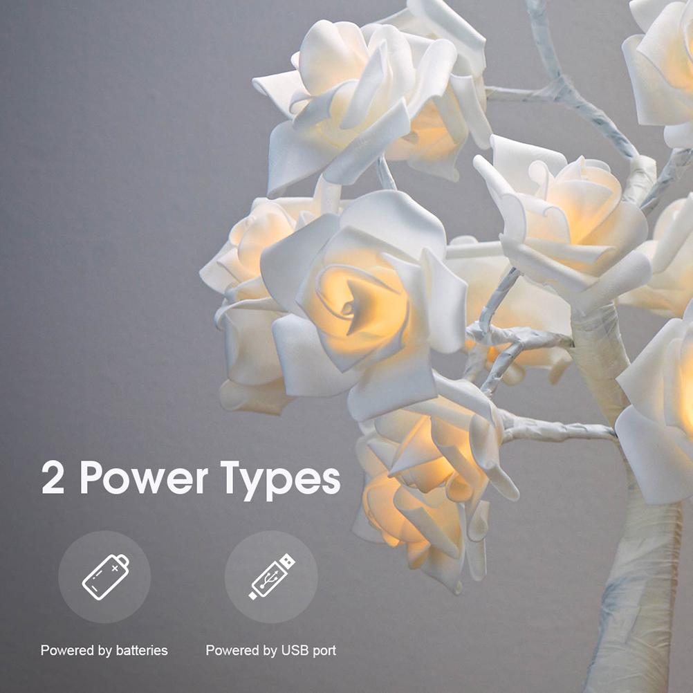 Desktop Rose Bonsai Tree Lamp 24 LED Tree Lamp Battery Powered Decorative Light for Living Room
