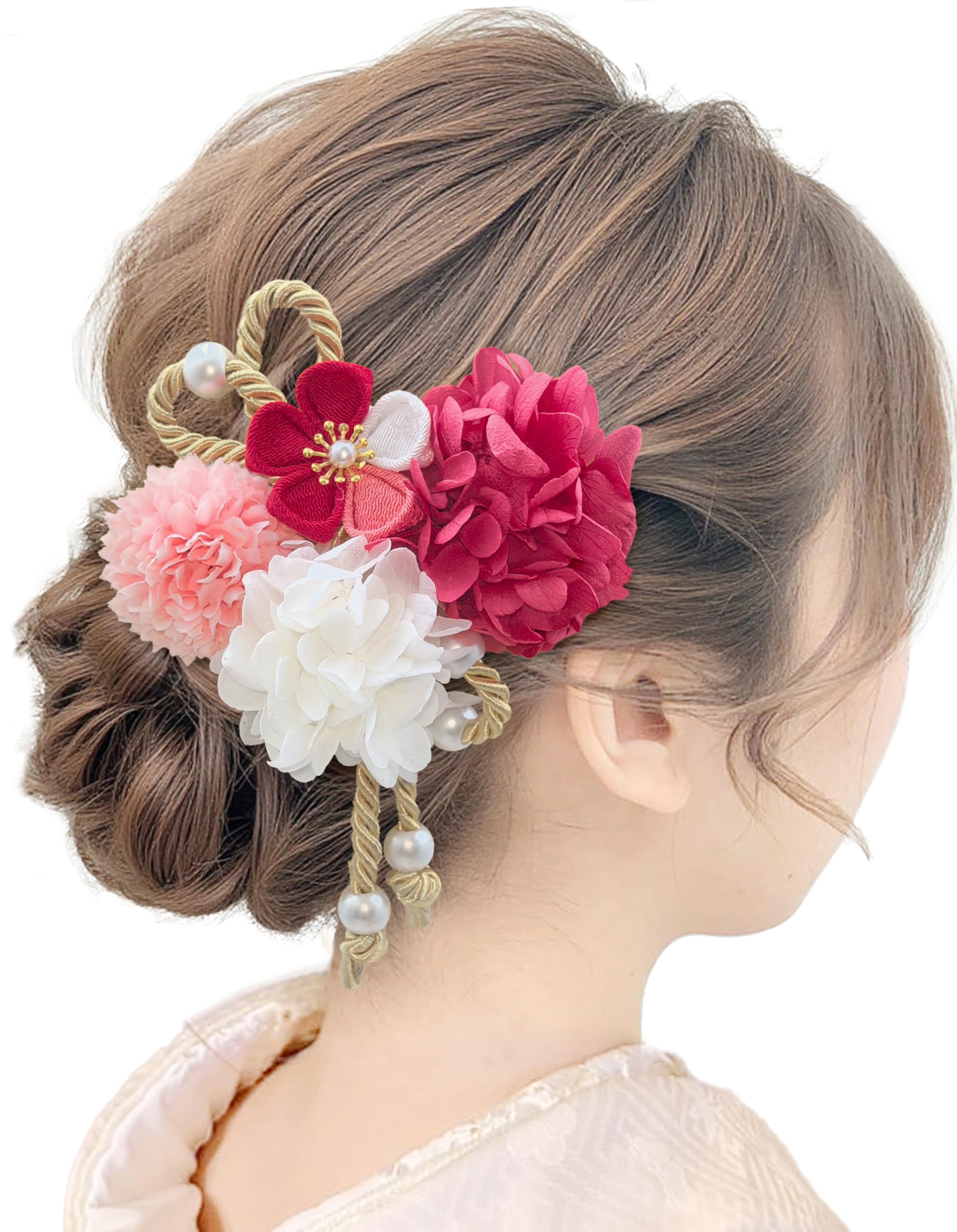 

Jzoon Cute Hair Ornament Dried Perfect for and Kindergarten Entrance and Bridal Features Tsumami Zaiku and Braided Cords in Green and Y3003 Set,