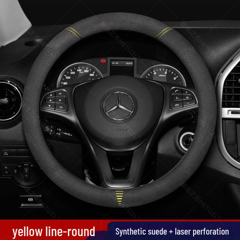Breathable Non-Slip Leather Steering Wheel Cover for 21-23 Mercedes-Benz EQB