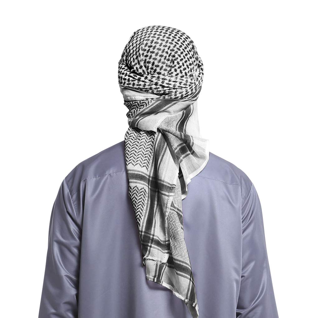 Black White Men Woven Kuffiyeh Arab Kafiya Shemagh Keffiyeh Middle Eastern Scarf Wrap Jacquard Traditional Headwrap