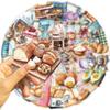 50pcs Baking Theme Stickers Bread Dessert Doodle Transparent Waterproof Cell Phone Laptop Cup Luggage Decoration Stickers