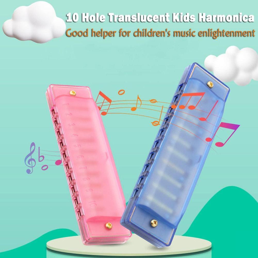 Translucent 10 Hole Harmonica Clear Tuning Diatonic Harmonica Blues Harmonica Young Learners