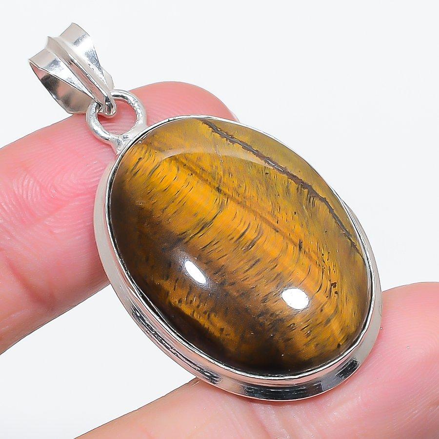 

Натуральный камень Тигровый глаз 925 стерлинговое серебро Ювелирная подвеска 1,89 s7I33