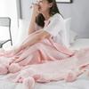 Knitted Throw Blanket Soft Comfortable Skin Friendly Breathable Knit Blanket Throw with Tassel Ball