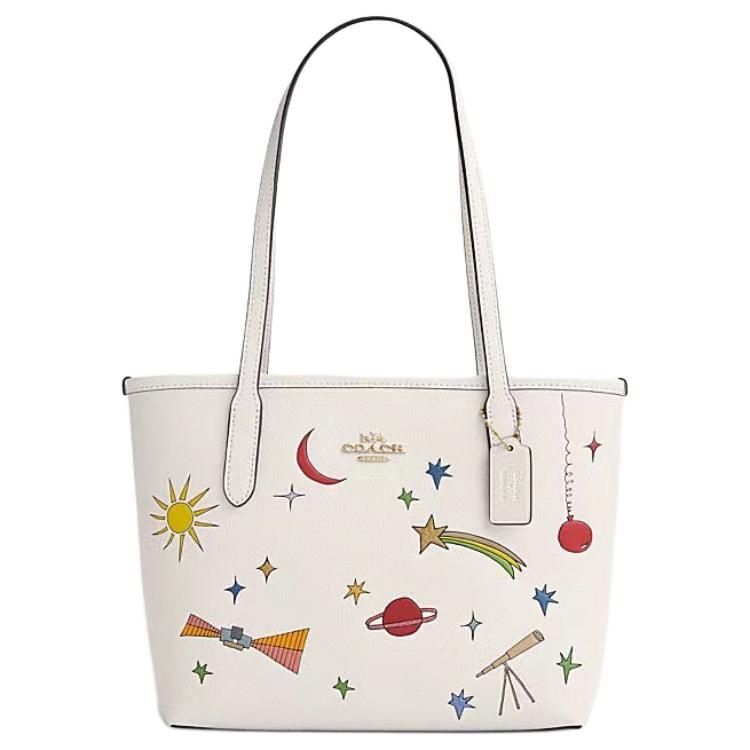 

Coach City 23 Metallic Logo Print Leather Tote Bag Women Tote Bags Chalk Multicolor CU387-IMCAH Basic Set (Bag+Dust Bag)