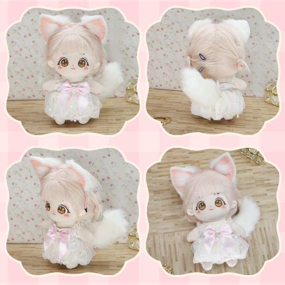 Tails Idol Doll Headwear Cat Ear Black White Headwear for Cotton Doll Plush Doll Cosplay