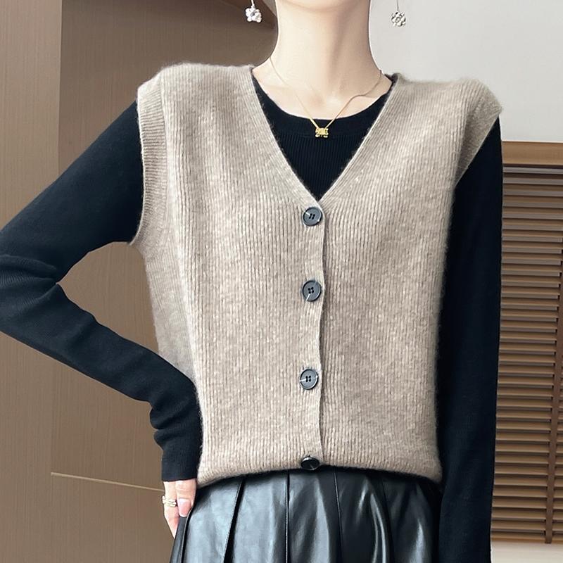 Dámský kašmírový kardigan Qinghe kašmír 30% kašmír 70% vlna podzimní a zimní kašmírový kardigan měkký a teplý